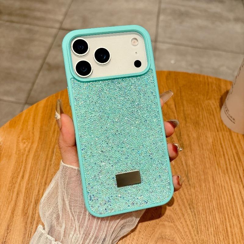 

Модный блестящий чехол с бриллиантами и блестками для IPhone 17Air 17E 15 14 Plus ProMax, противоударный чехол с блестками и стразами iPhone17e озеро синий