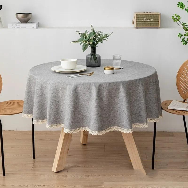 Fețe de masă din dantelă Fețe de masă rezistente la apă și ulei, ceai, cafea, husă de masă rotundă din bumbac, pentru decorațiuni de acasă, pentru petreceri de nuntă.