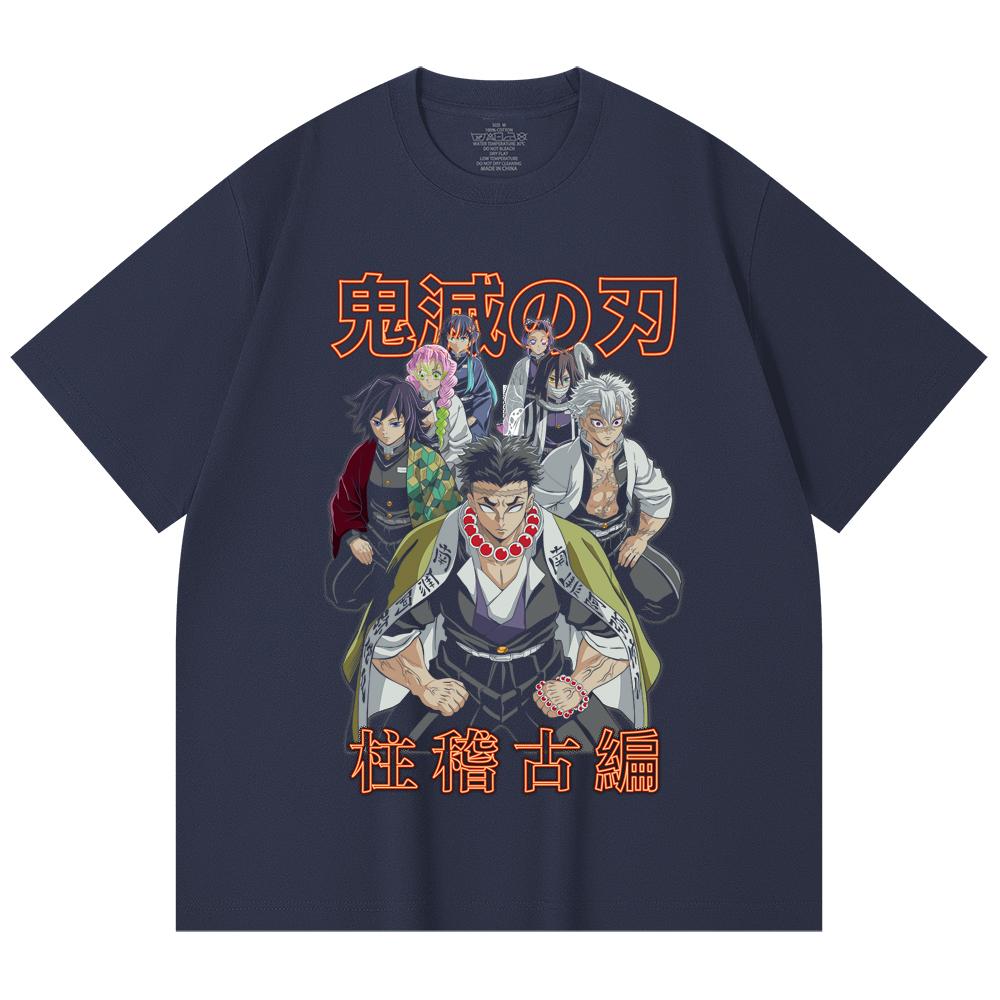 230 Gsm 100% Cotton Demon Slayer V22 Hashiras Print Unisex Heavy Cotton T Shirt