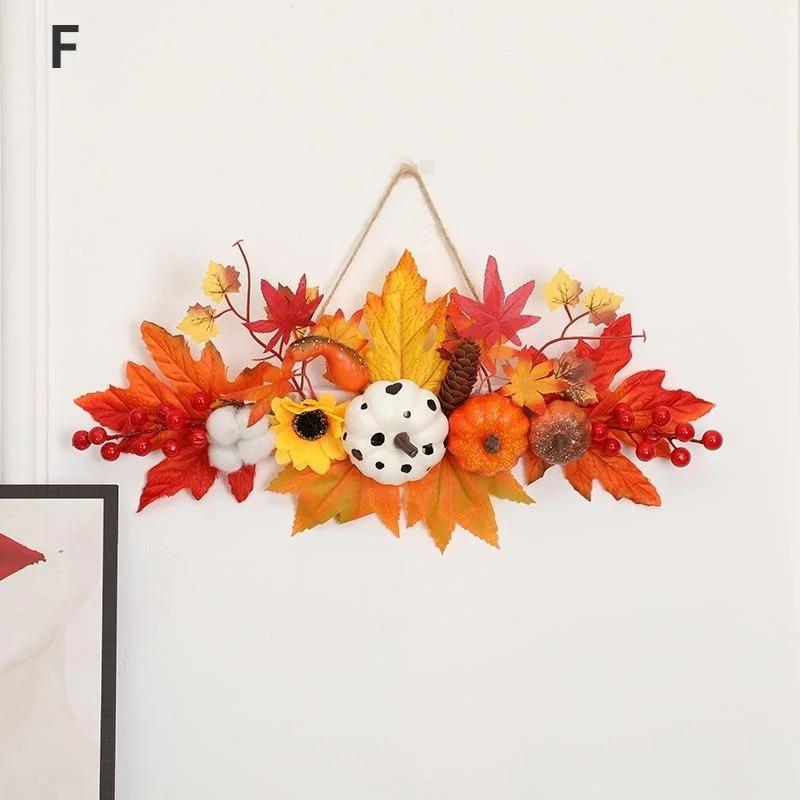 1Pcs Halloween Maple Leaf Pumpkin Decorative Pendant Harvest Festival Wall Hanging Props Autumn Fall Decoration