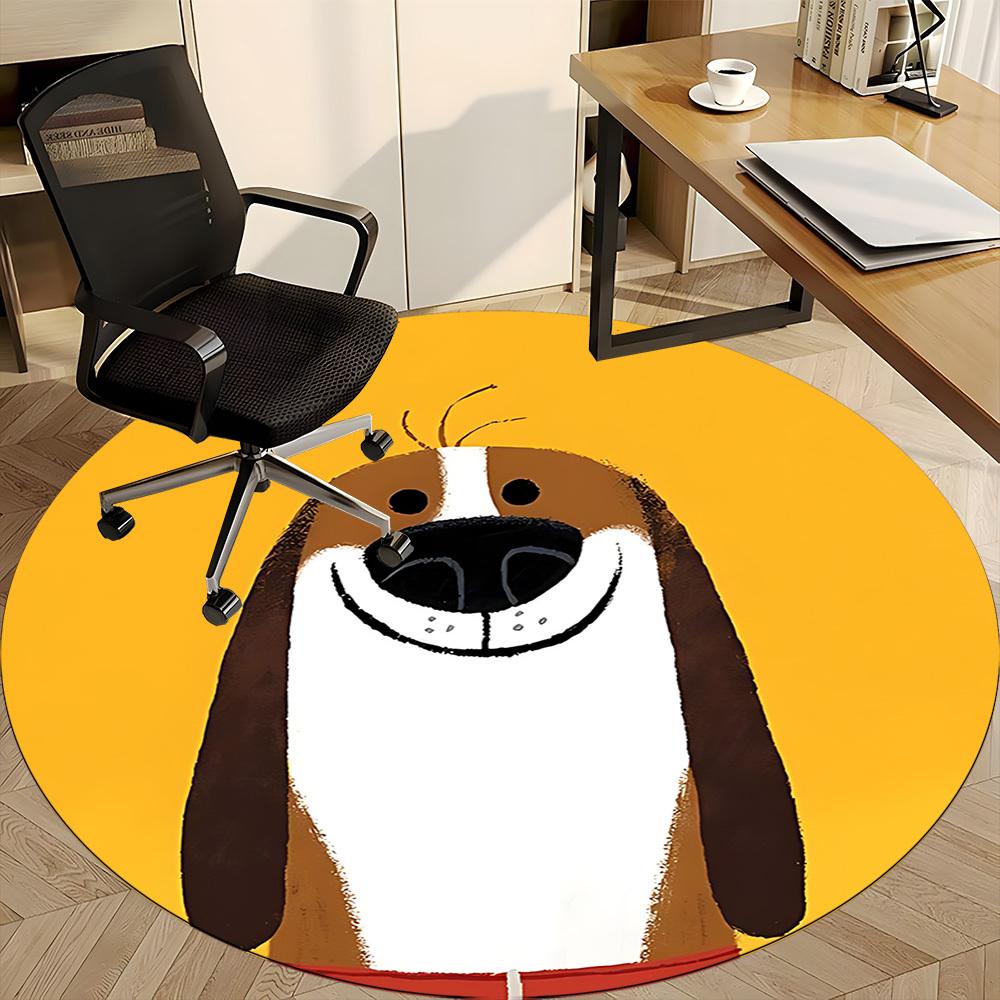 1PC Puppy Pet Office Round Area Rug, Mat Suitable ForOffice, Under Office Chairs Bedroom Living Room Home Decor, Room Deco