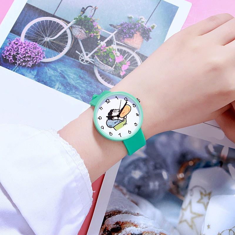Cartoon Watch Female Students Simple Small Fresh Girlfriend Children Jelly Watch Male And Female Primary And Secondary School Students Quartz