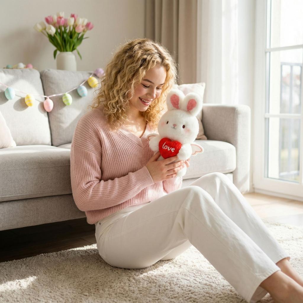 Easter Hug-the-Heart Bunny Plush Toy