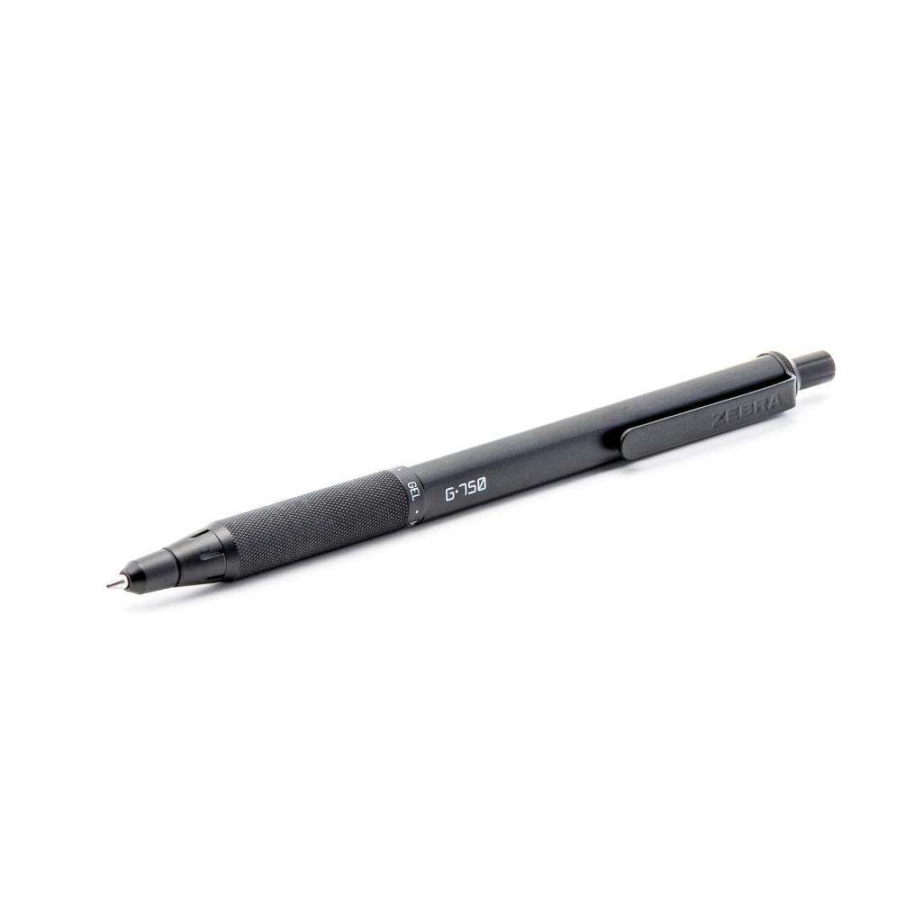 Zebra Pen Retractable Gel Black Brass Medium Fine Tip Black 1 Pack G-750 Pen, Barrel, (0.7mm), Ink, (49811)