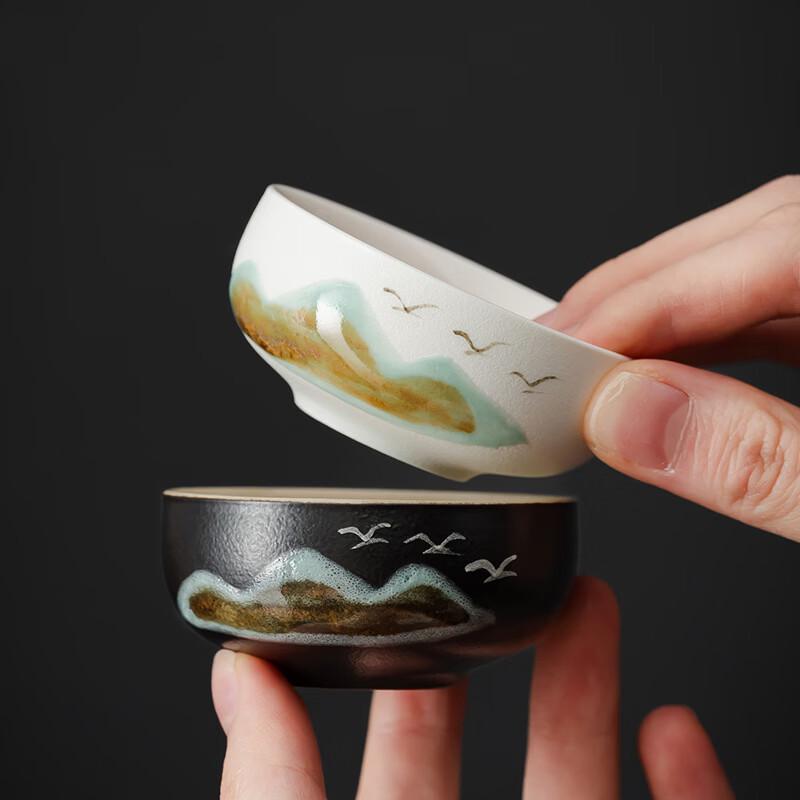 Green Mountain Flying Birds Ceramic Teacup Gift Set