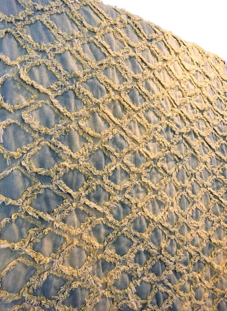 Fringe Diamond Denim Handmade Denim Thin Cotton Denim 1m Fabric, Remnants, Fabric, (Yellowstone)