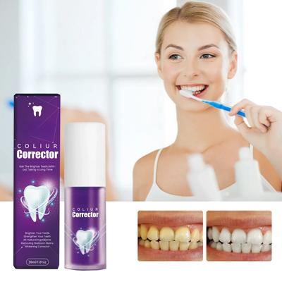Purple Whitening Gel Toothpaste Teeth Whiten Cleaning Tartar Yellow Tooth Stain Decay Removal Oral Odor Fresh Breath Gum Care