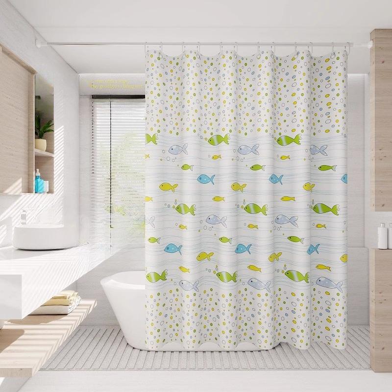 Transparent Waterproof Shower Curtain Bathroom Translucent Partition Curtain Easy Clean Wipe Mildew Proof Curtains with Hooks