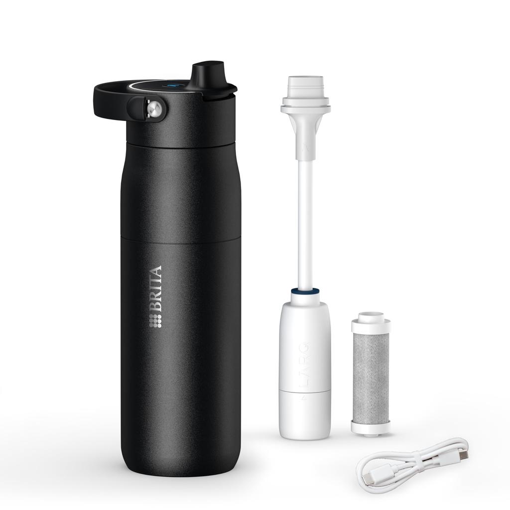 Brita Lark iQ Bottle with UV-C Sterilization Function, 680ml Water Bottle, App Connectivity, Black