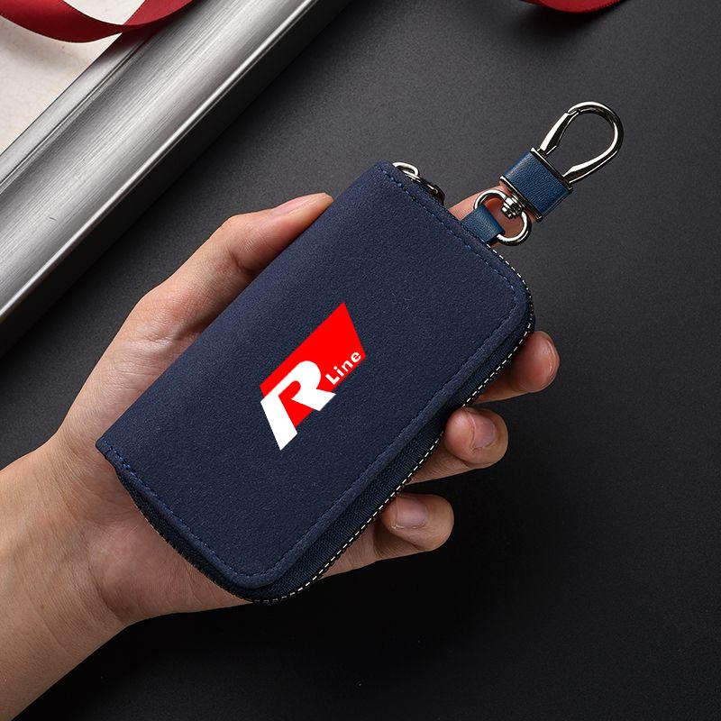 Suede Car Key Storage Bag Portable Card Coin Wallet Keychain For Volkswagen VW Golf Tiguan Jetta Passat Polo Touran GTD Scirocco zr4