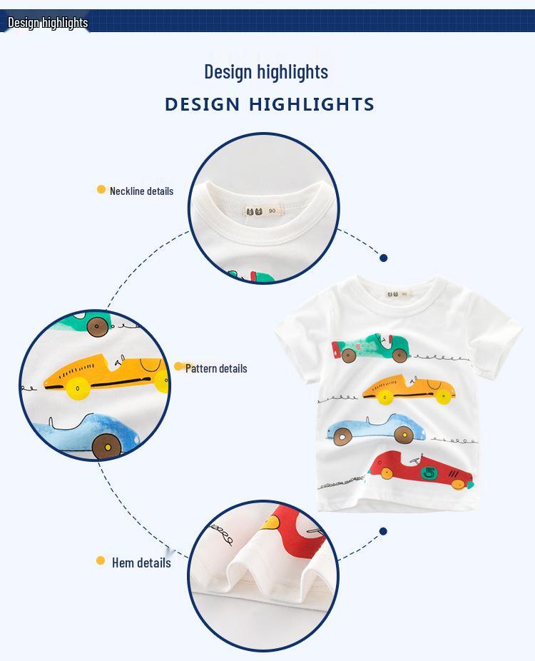 2024 Summer Kids' Cartoon Short Sleeve T-shirt for Boys