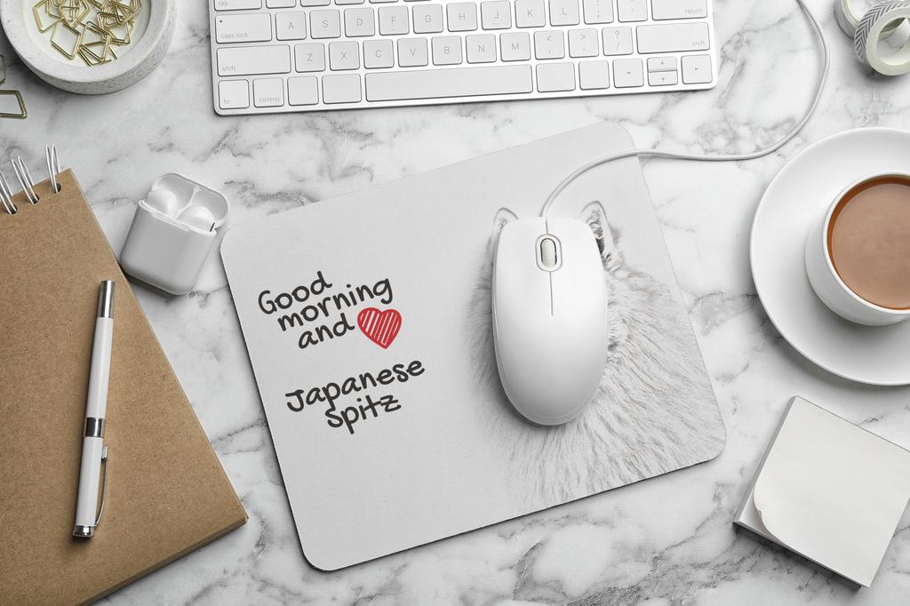 Japanese Spitz, Nihon Supittsu - mouse pad with print, personalized dog-themed mouse pad, unique gadget for an office worker by Art-Dog brand