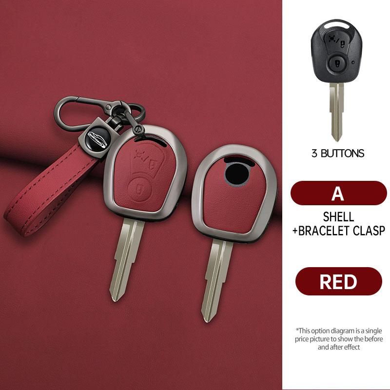 Zinc Alloy+Leather Auto Smart Auto Key Fob Cover Case Housing Remote Fit For Ssangyong Actyon Kyron Rexton Korando Key Ring Stylingaccessories