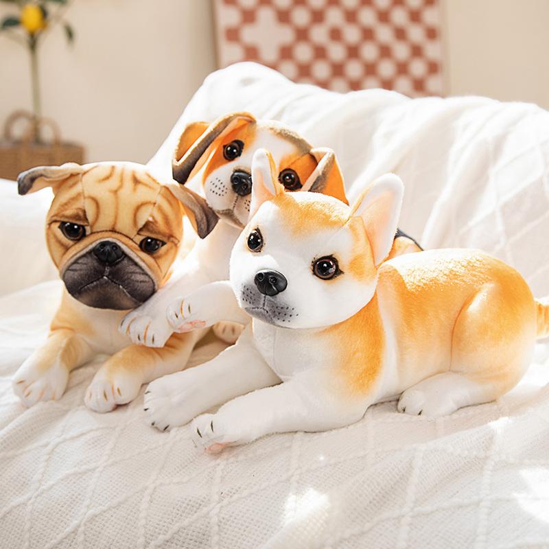 1 stück 32 cm Simulation Husky Akita Hund Schäferhund Mops Plüschtiere Ausgestopft Weich Echt Wie Tierpuppen Schönes Geschenk für Kinder