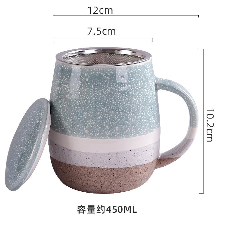 

Kiln-changed Tea Mug Large Capacity Breakfast Office With Lid Water Cup Ceramic Coffee Cups Beer Mugs Drinkware Christmas Funny About 450ml небо синє кольору