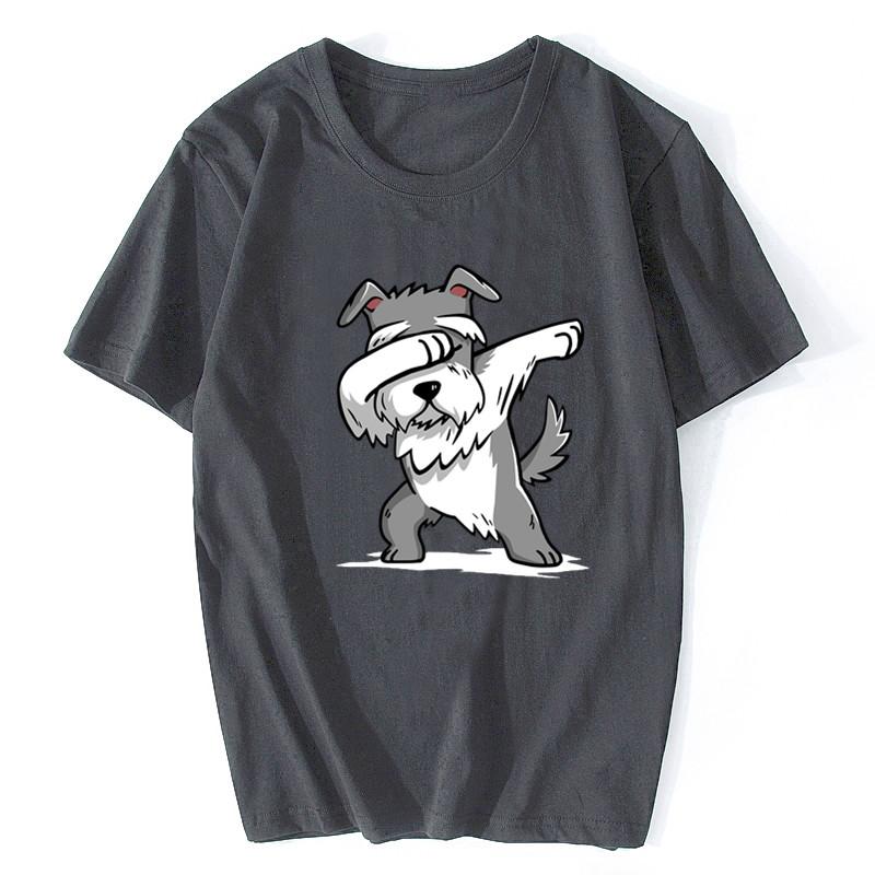 Schnauzer Cute Dabbing TShirt Funny Dab Dance Gift Shirt Brand Cotton Unisex T Shirt Hip Hop Tees Tops Harajuku Streetwear S