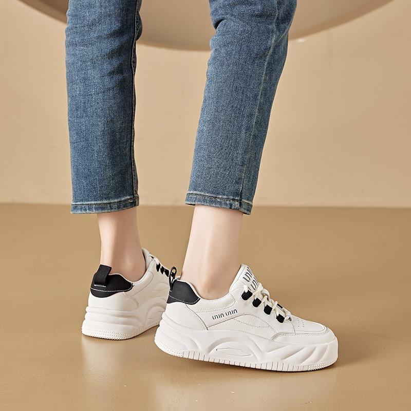 Spring new leather little white shoes women's thick-soled versatile soft-soled casual shoes muffin thick-soled small-size casual shoes