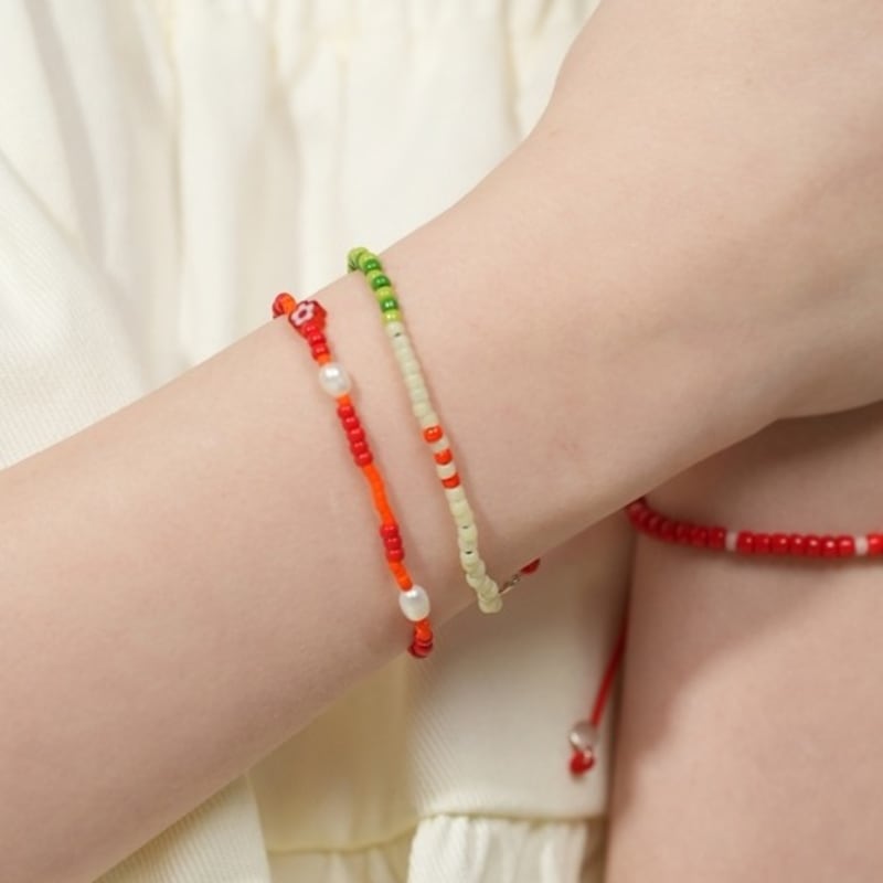 BONBEAU Color Beads Stripe Layered Bracelet