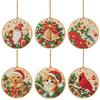 DIY Diamantmalerei Weihnachtsornamente 6 Stück Holz Runde Anhänger Harz Edelstein Feiertagsdekorations-Set