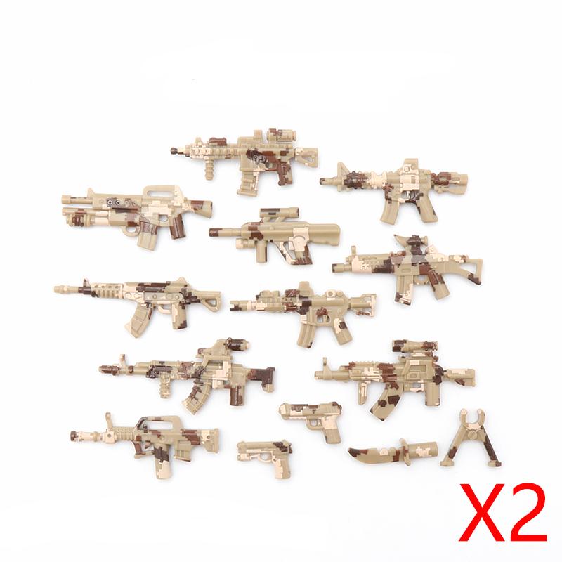 Military Building Blocks Solider Figures Weapons Camouflage Guns RPG Equipment Package Shields EOD M1919A4 Roadblock Mini Bricks