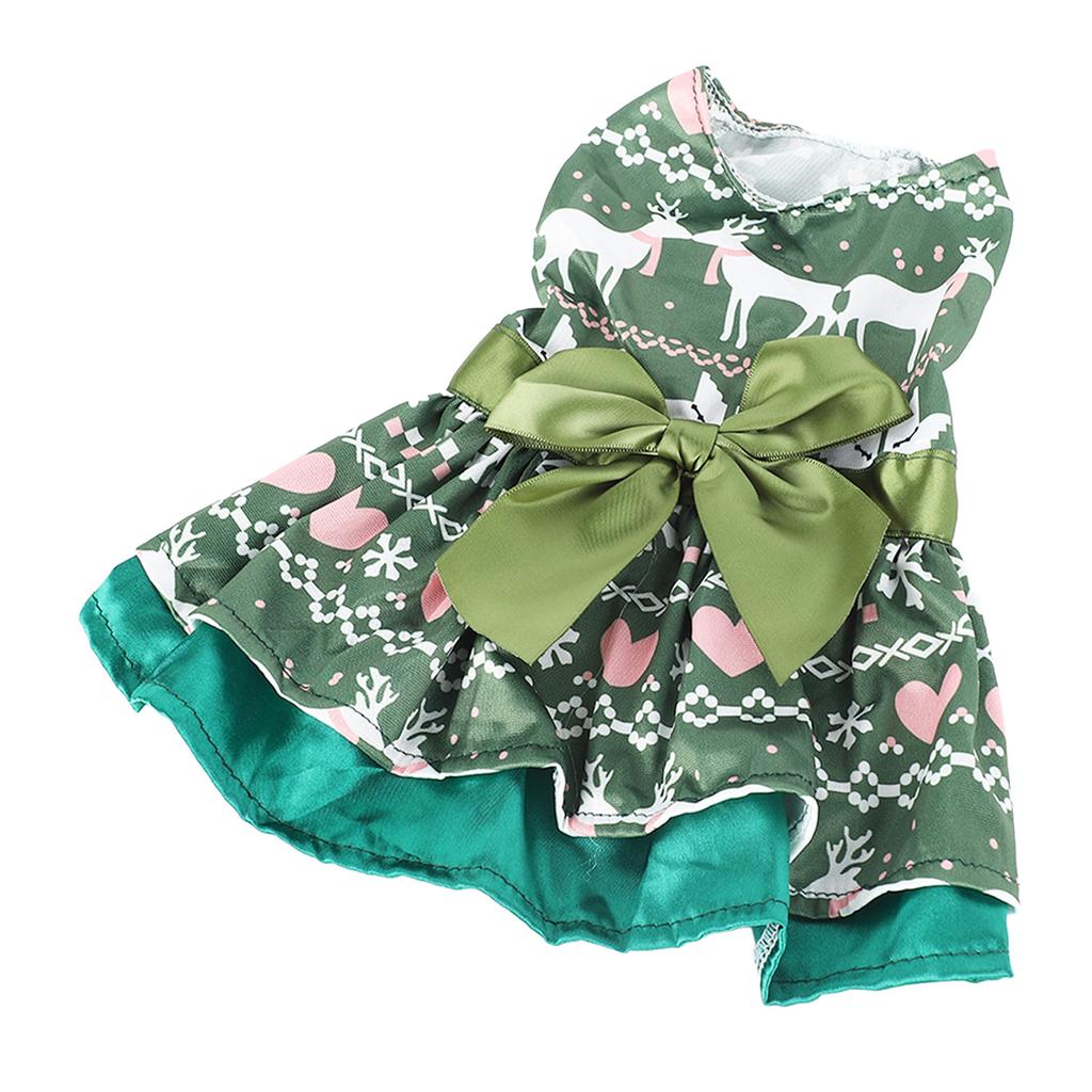 Dog Dress Fashion Cute Christmas Theme Heart Deer Pattern Puppy Summer Dress for Christmas Party