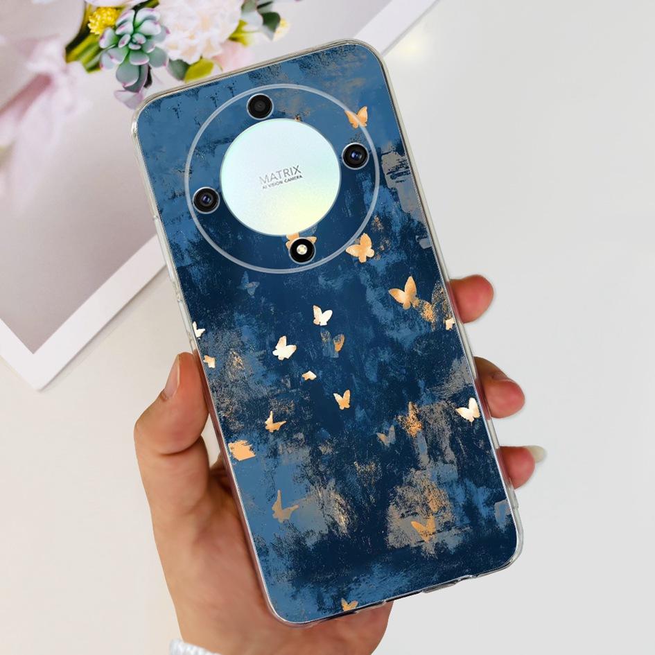 For Honor X9b 5G Case ALI-NX1 Popular Flower Soft Clear Silicon TPU Cover For Honor X9a RMO-NX1 HonorX9 ANY-NX1 Shockproof Funda