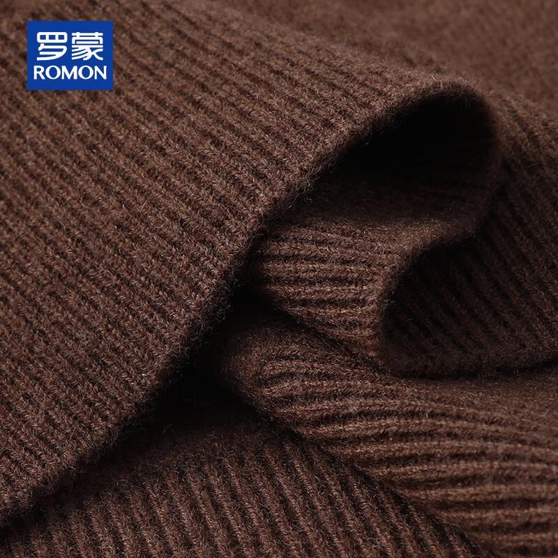 ROMON Men's Thickened Mock Neck Wool-Cashmere Blend Sweater