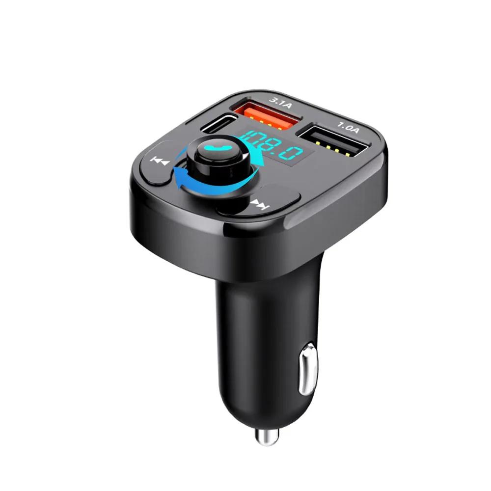 Car Bluetooth Mp3 Player Dual USB Port Phone Charger FM Transmitter Wireless Audio Receiver Hands-Free Kit with U-Disk Aux Input
