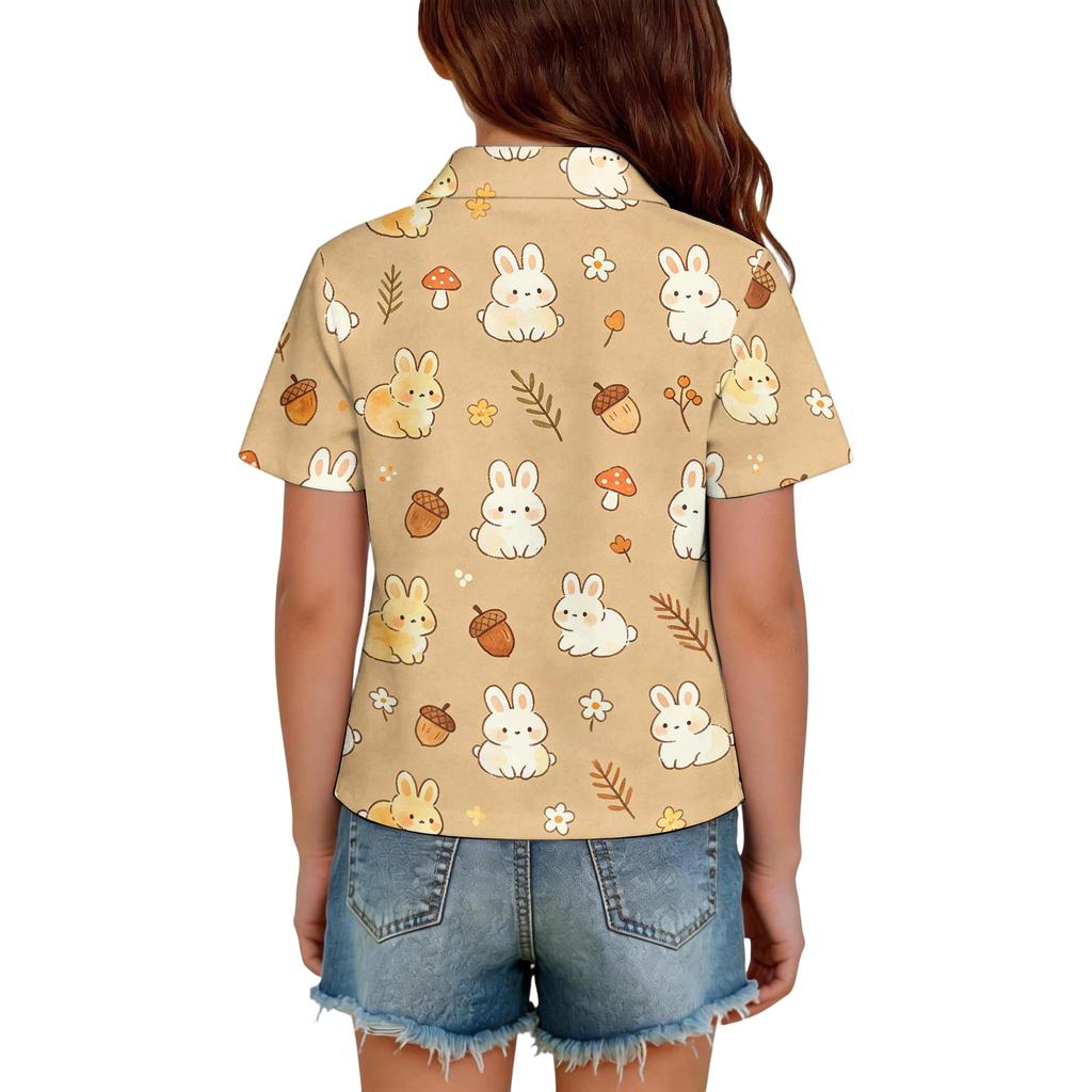 Kids Casual Short Sleeve Polo Shirt Animal Pattern Tee Soft Lightweight Cotton Blend Top for Boys and Girls Summer Wear