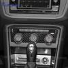 For Volkswagen VW Tiguan AD1 mk2 2018 2019 2020 2021 Real Soft Carbon Fiber Glossy Black Sticker LHD RHD Car AC Switch Panel