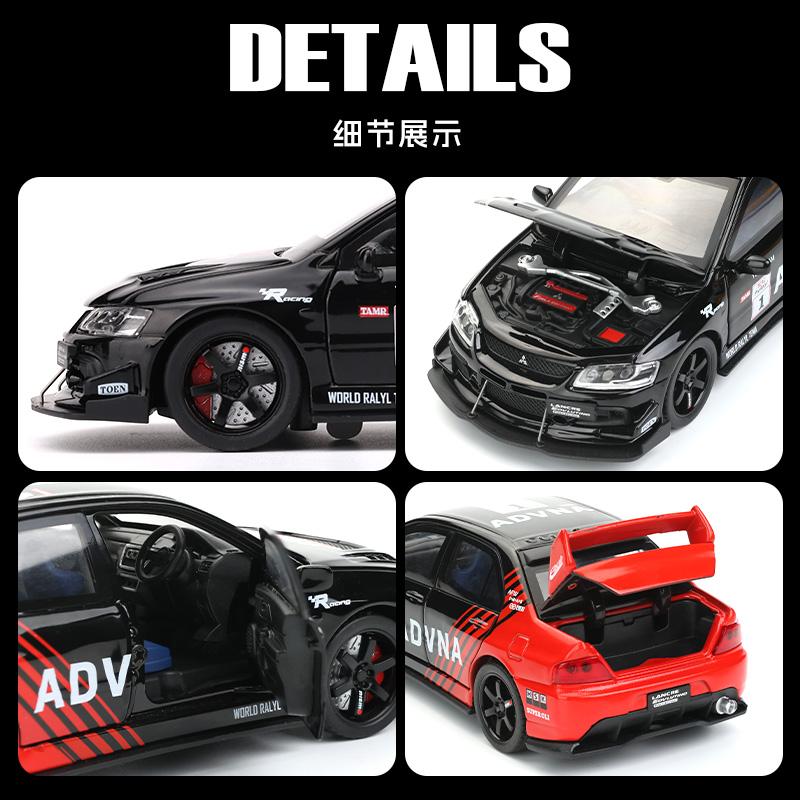 1:32 Mitsubishi Lancer Evolution EVO IX 9 Track Painted Sports Metal Alloy Diecast Model Car Pull Back Hobby Collection Decorate