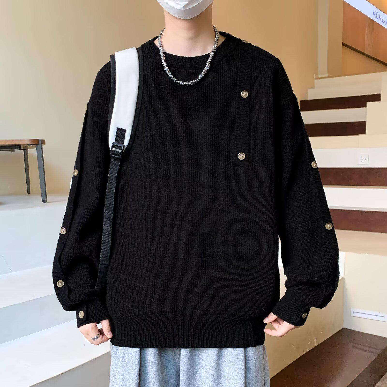 Men s Trendy Loose-Fit Knit Sweater: American Design for Autumn & Winter Couples 2XL