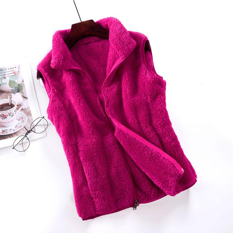 Autumn Winter Polar Fleece Vest Women Coat High Collar Zipper Sleeveless Jacket Warm Coral Velvet Vest Female Waistcoat