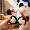 Plush Graduation Cow Toy Soft Stuffed Animal with Graduation Cap and Sash Holding Diploma for Graduation Celebration Gift