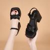 Versatile sandals 2025 summer new thick-soled thick heel buckle belt buckle one-word buckle belt women's shoes sandals women's