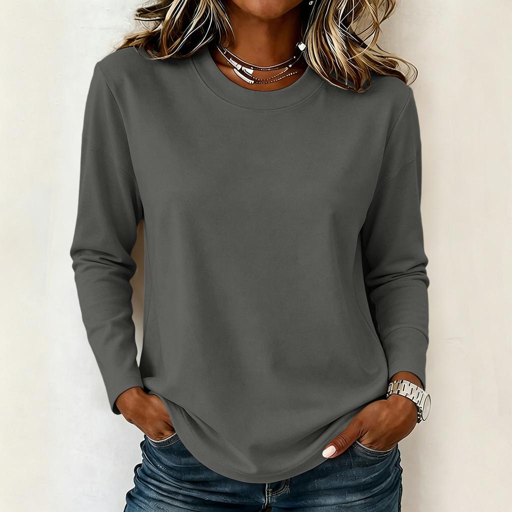 Women's Loose Fit Long Sleeve Top Casual Comfortable Pullover Lightweight Soft Fabric Relaxed Style Everyday Wear