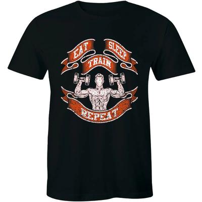 Eat Train Sleep Repeat Motivationszitat Fitnessstudio Training Unisex T-Shirt Vintage Grafik Weich Unisex Stilvoll