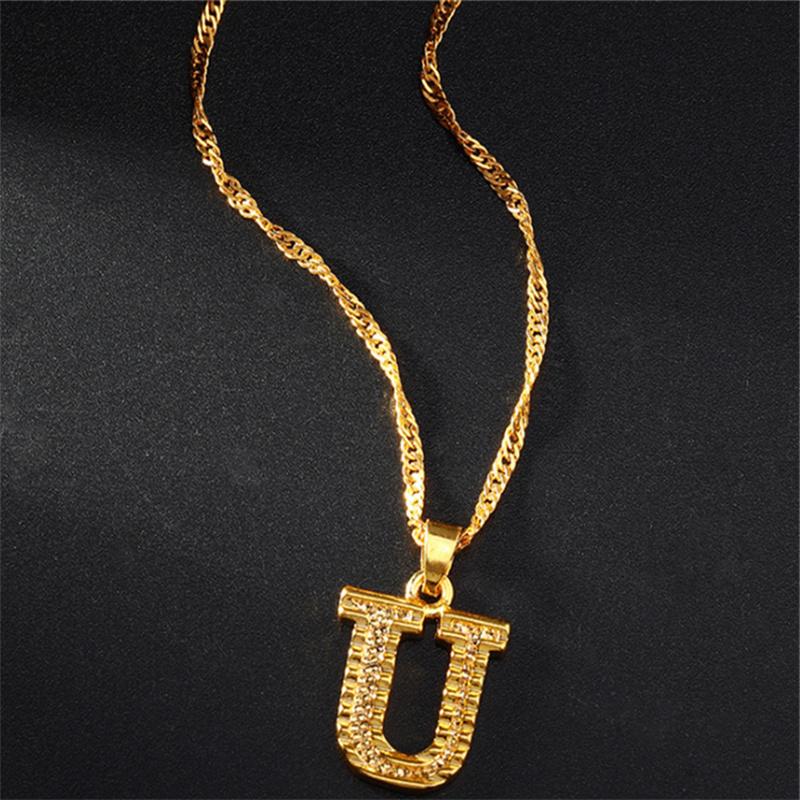 26 Alphabet Gold Plated Pendant Necklace Accessories Initial Necklace For Women Dainty Gold Letter A-Z Pendant