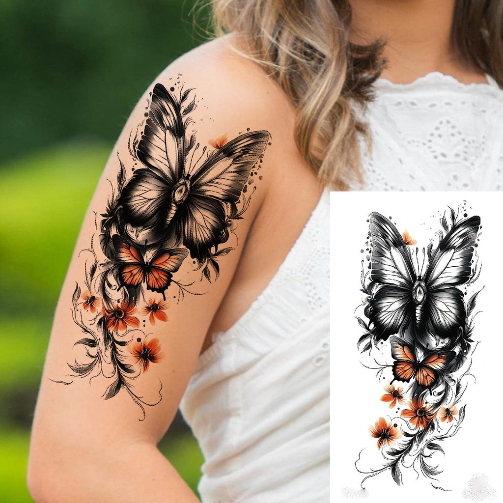 1 Sheet Black Henna Mandala Flower Temporary Tattoos For Women Girls Fake Lace Tattoo Sticker Disposable Decoration Adults Tatoo