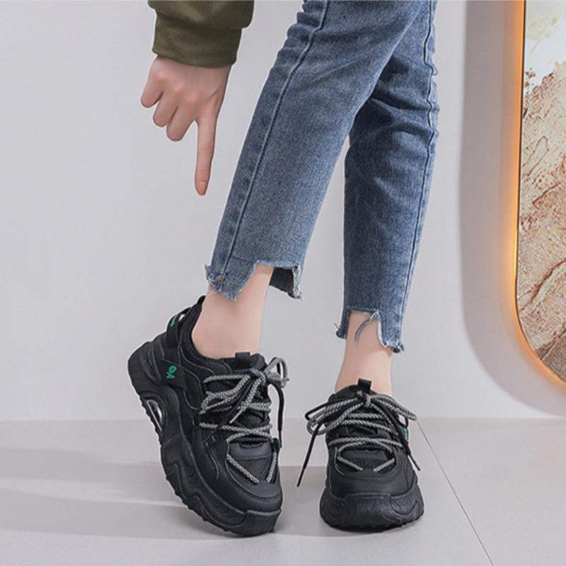 Women's Sneakers 2025Autumn New Platform Running Shoes Korean Style Trend White Lace Up Jogging Trainers Zapatillas De Mujer