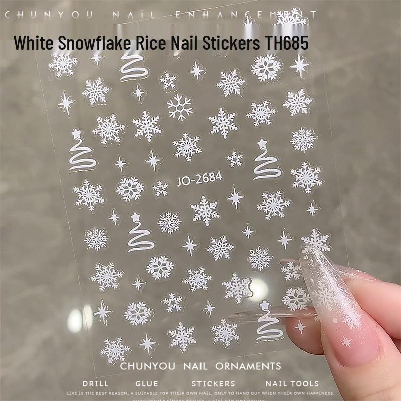 2024 Crystal Diamond Snowflake Nail Stickers - Christmas Tree & Snowman Designs