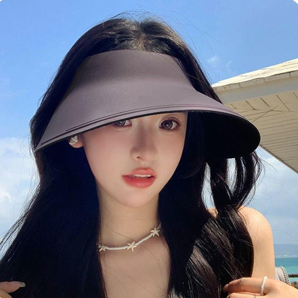 Foldable Traceless Sun Hat Breathable Beach Cap Sun Protection Seamless Visor Cap  Holiday