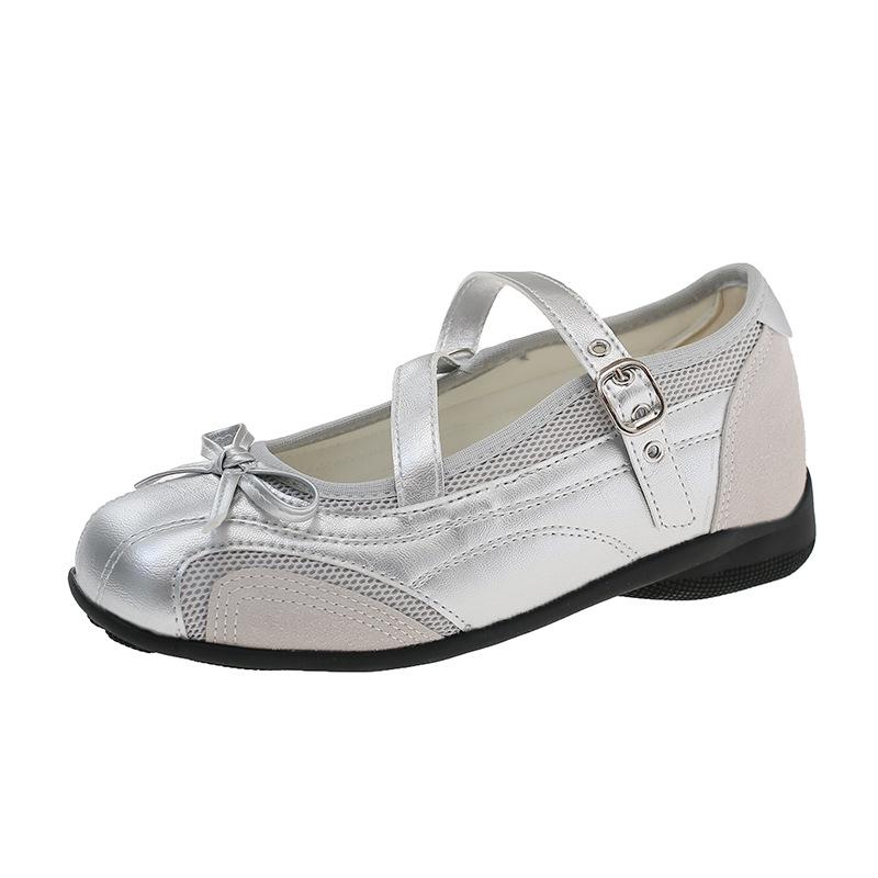 French silver ballet shoes women's summer new soft-soled straps Mary Jane shoes with skirt light mouth single shoes