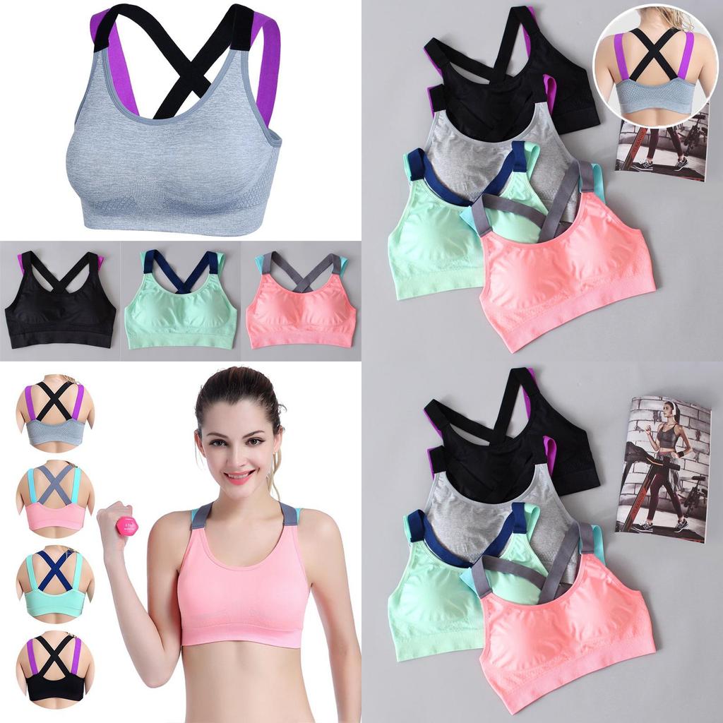 Lovely Push Up Sports Bra With Cross Straps For Yoga And Fitness Activities