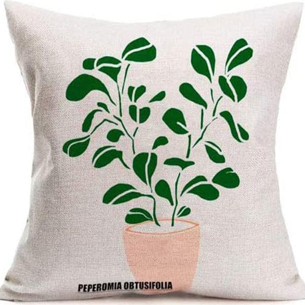 Popular Green Plant Linen Pillowcase Modern Simple Home Sofa Living Room Pillow Cushion