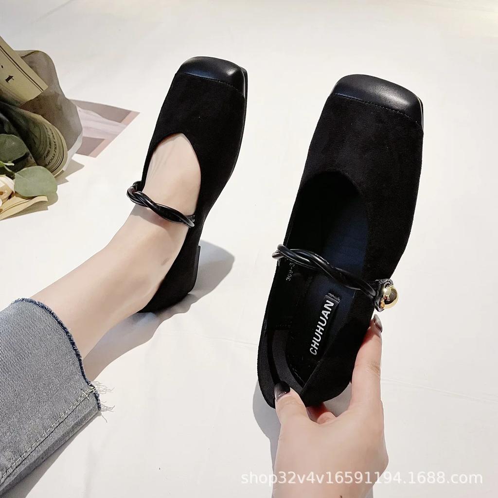 Fashion Flat Shoes for Women New 2025 Spring Autumn Square Toe Mary Jane Shoes Ladies Suede Plus Size Women's Shoes 41-43 Loafers Women