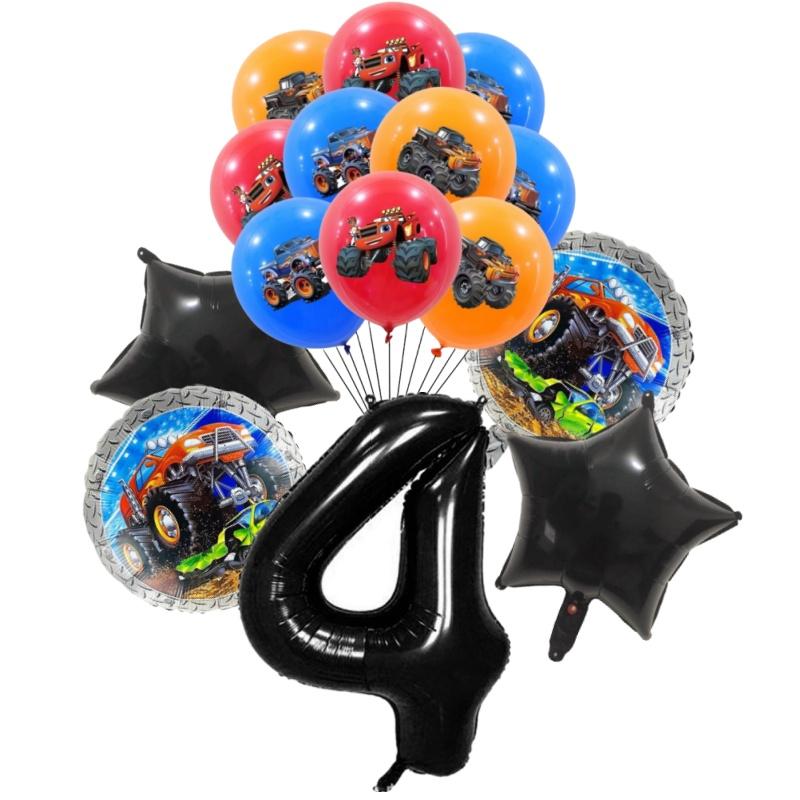 15Pcs Monster Truck Balloon Car Themed Birthday Foil Ballons Dump Truck Helium Balloon Boy Birthday Party Decor Supplies