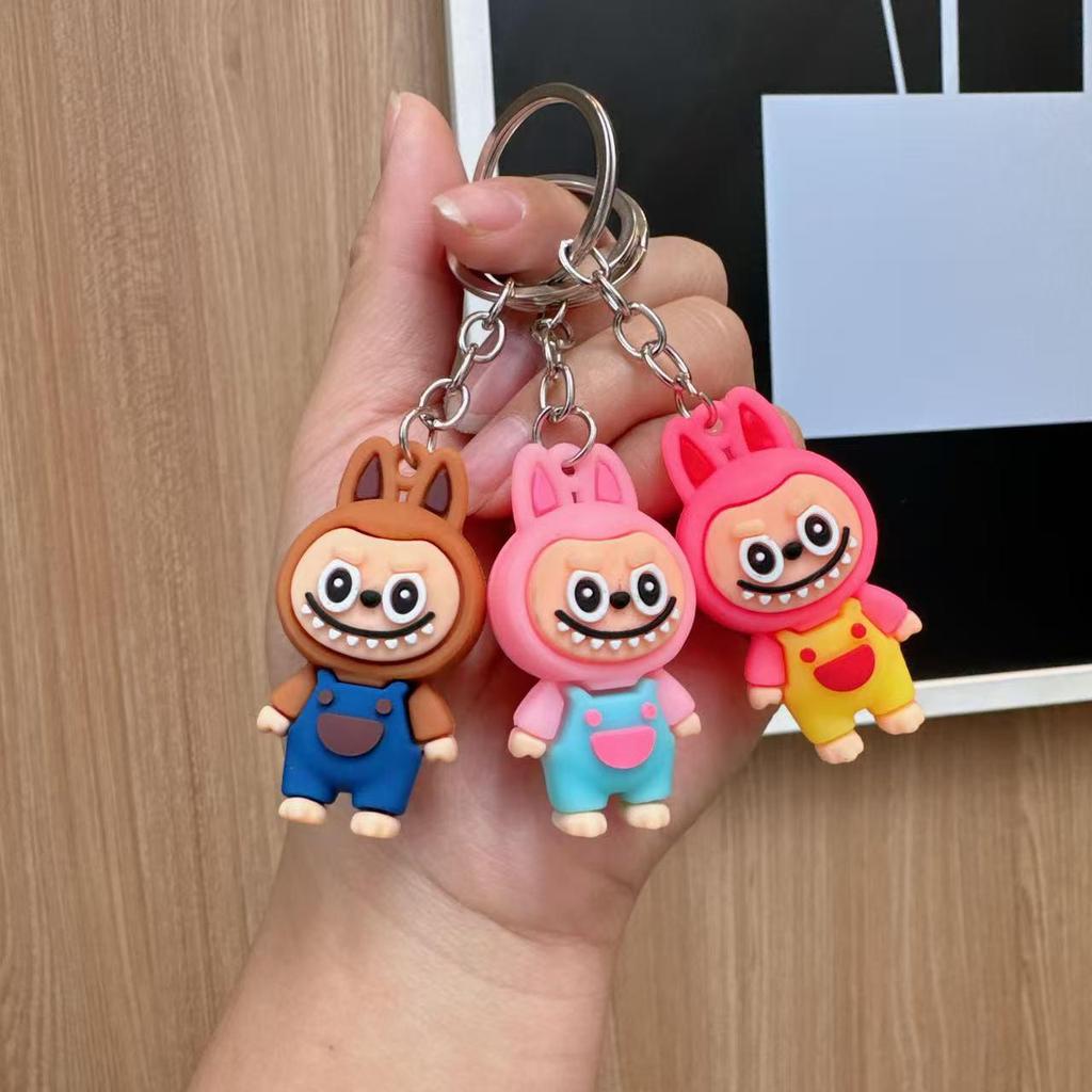 Cartoon Labubu Little Lamb 3D Doll Keychain - Cute Boy Schoolbag Ornament Gift