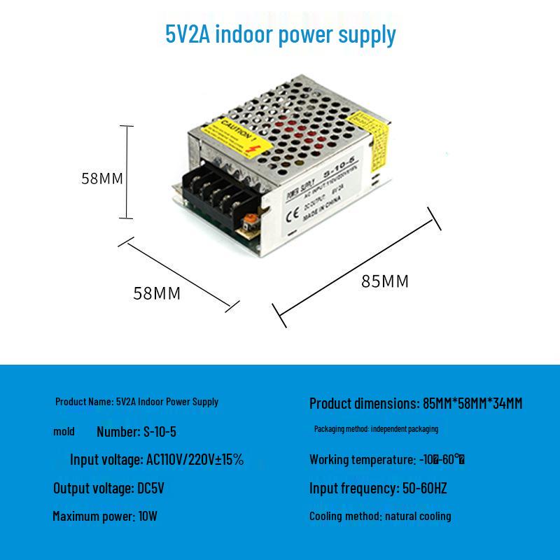 220V To 12V/24V/5V DC Power Supply for LED Strip Lights - 5A/10A/30A, 60W Transformer