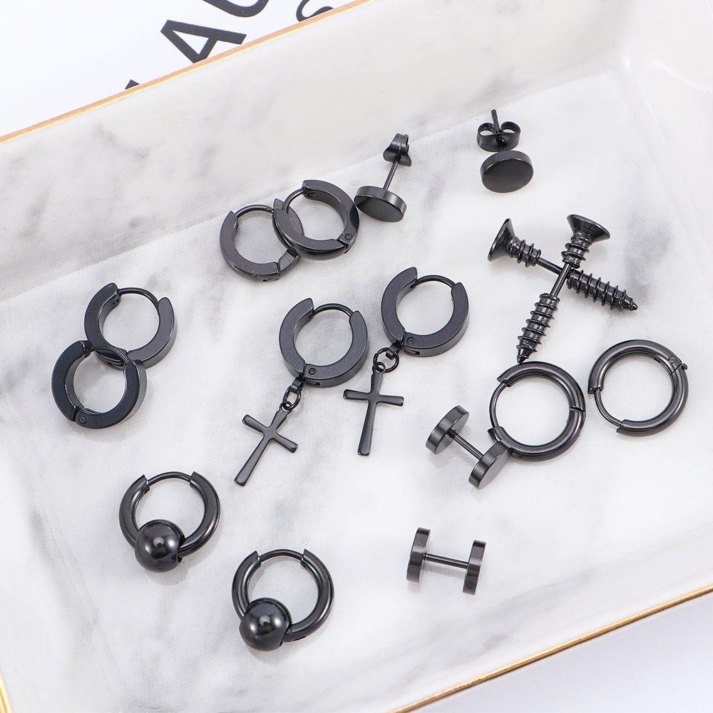 Geometric Stainless Steel Round Circle Jewelry set Stud Earring Hoop Earrings Drop Earring